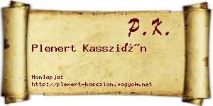 Plenert Kasszián névjegykártya
